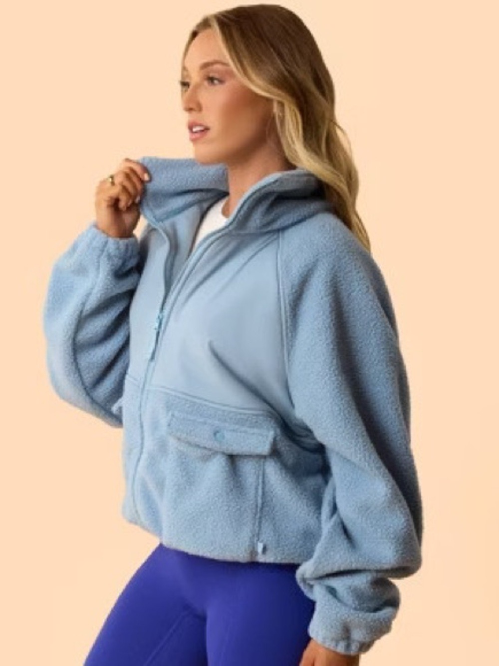 NWT Blogilates Women's Bonfire Fleece Jacket - Blue 3X